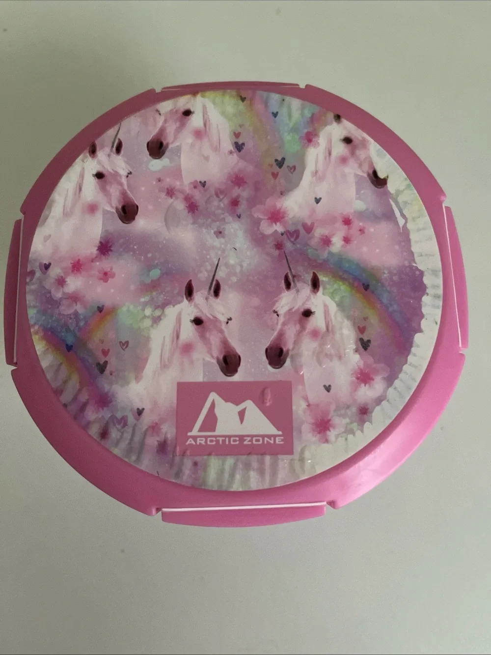 Arctic Zone Thermal Insulated Bowl Pink Lid Rainbow Unicorns Snap Lock Lid